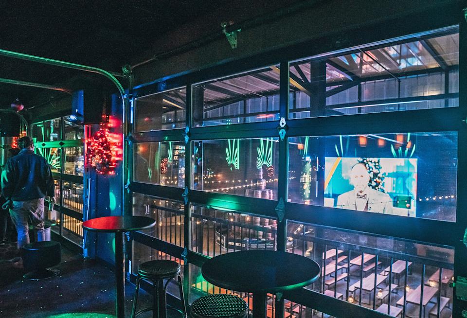 Red Star, above Uncle Bucks at 1125 N. King Drive, overlooks the large TV in The Beer Garden in Milwaukee's Deer District.