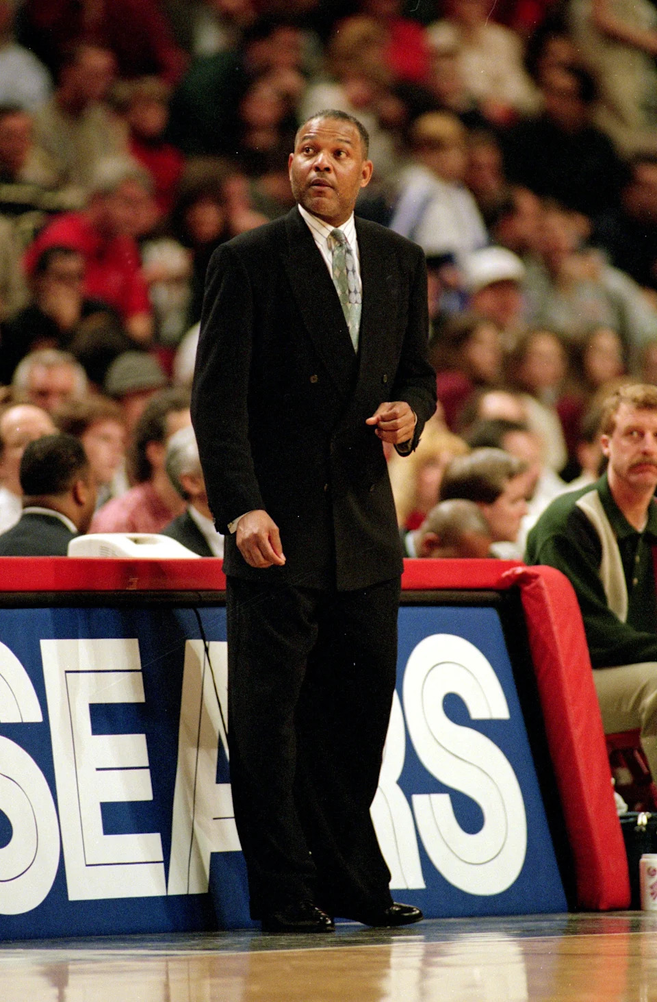 15 Mar 1996: Head coach Bernie Bickerstaff of the Denver Nuggets watches from the sidelines during a game against the Chicago Bulls at the United Center in Chicago, Illinois. The Bulls defeated the Nuggets 108-87.