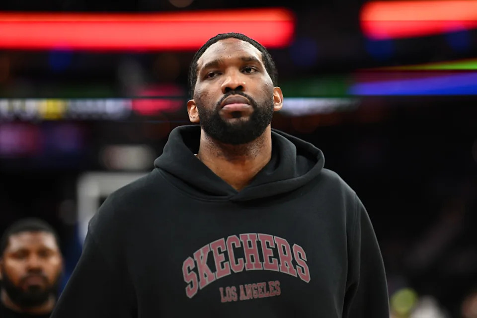 Philadelphia 76ers center Joel Embiid looks on after the game against the Milwaukee Bucks at Wells Fargo Center.Kyle Ross-Imagn Images