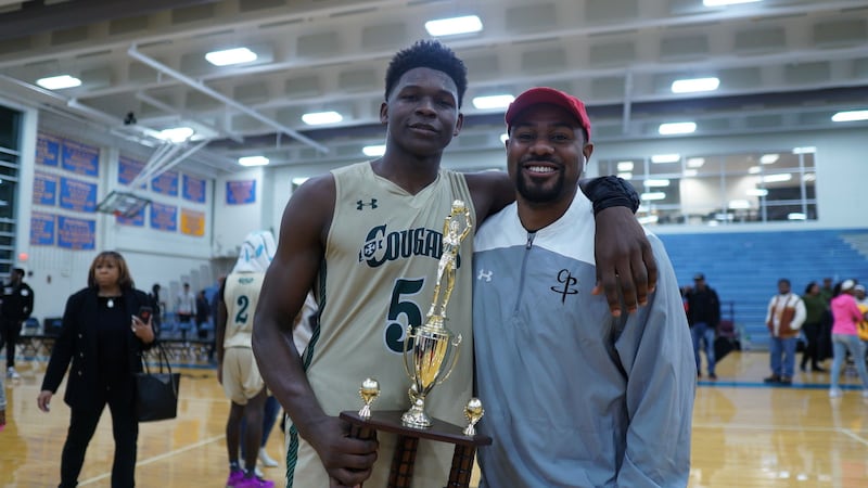 Edwards is shown in high school with Justin Holland, who by age 16 started dreaming up a business plan for the future NBA great.