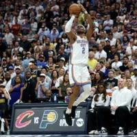 Shai Gilgeous-Alexander of the Oklahoma City Thunder shoots the ball in the Thunder's victory over the Denver Nuggets in game four of their NBA playoff series | News