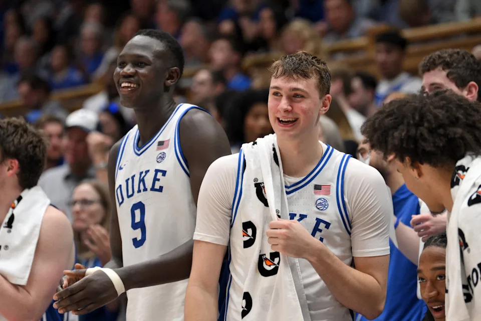 Duke Blue Devils center Khaman Maluach (9) and Duke Blue Devils forward Cooper Flagg (2).Zachary Taft-Imagn Images