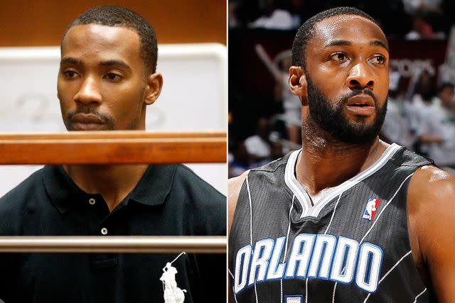 Al Seib-Pool/Getty ; Kevin C. Cox/Getty Former Los Angeles Lakers guard Javaris Crittenton appears in Los Angeles Superior Court for an extradition hearing on August 31, 2011 in Los Angeles, California ; Gilbert Arenas #1 of the Orlando Magic during Game Four of the Eastern Conference Quarterfinals in the 2011 NBA Playoffs on April 24, 2011 in Atlanta, Georgia.