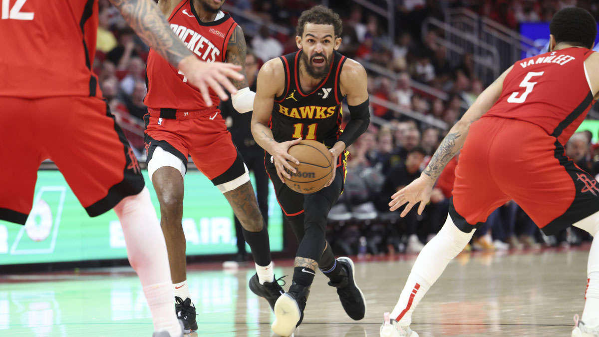 Atlanta Hawks guard Trae Young (11) drives with the ball during the fourth quarter against the Houston Rockets at Toyota Center. 