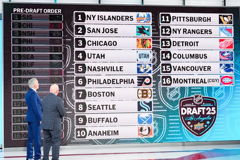 The final draft positions following Monday's NHL Draft Lottery. (Jared Silber/NHLI via Getty Images)