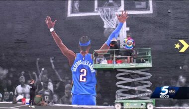 OKC Thunder fans celebrate playoffs with new SGA mural downtown