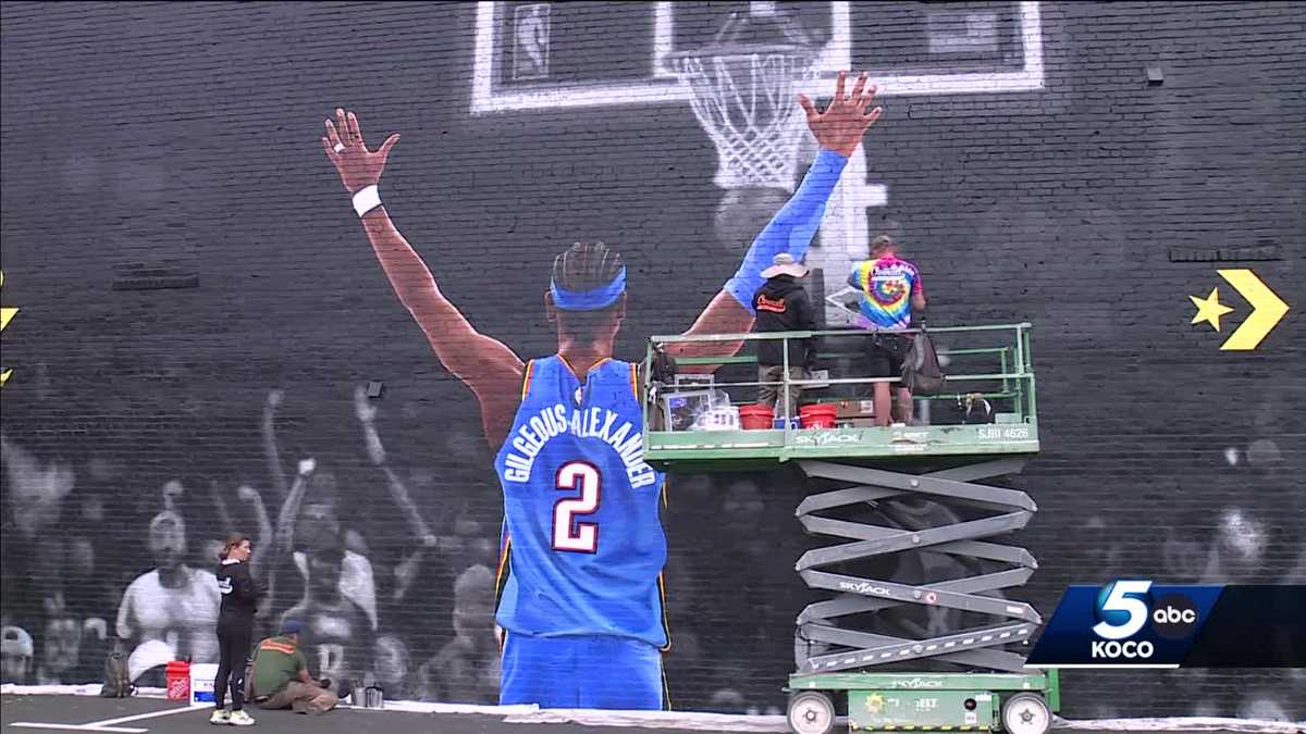 OKC Thunder fans celebrate playoffs with new SGA mural downtown