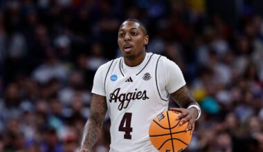 Texas A&M senior guard Wade Taylor IV delcares for the 2025 NBA draft