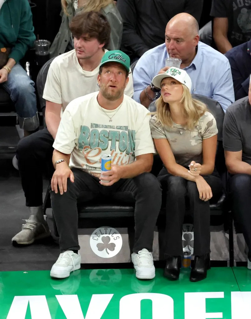 Dave Portnoy and his girlfriend Camryn D’Aloia sit courtside during Game 5 of the Celtics-Knicks Eastern Conference semifinals series. Charles Wenzelberg/New York Post