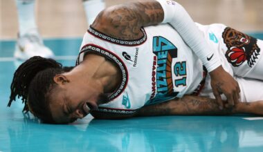 Grizzlies star exits after fall vs Thunder