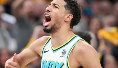 Tyrese Haliburton back on podium for media after Game 3 absence