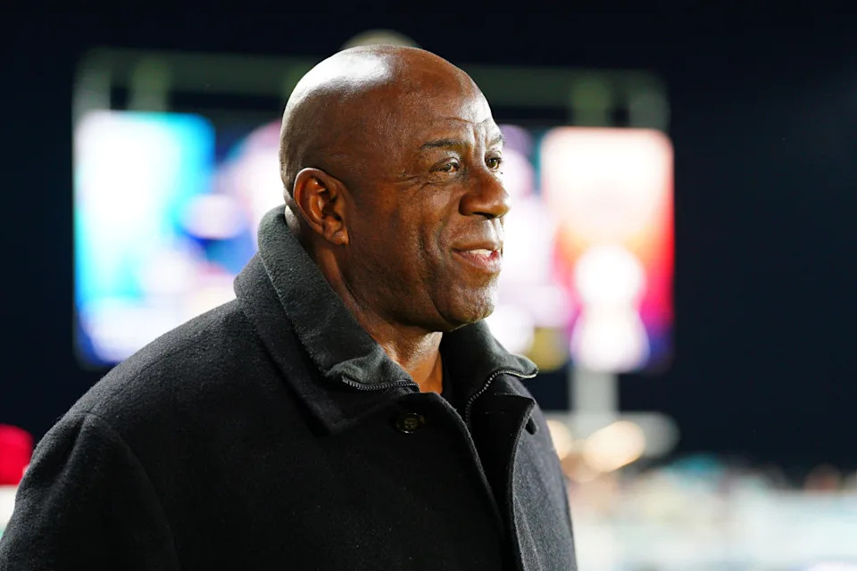 Magic Johnson attends the 2024 NWSL Championship match at CPKC Stadium.Credit: Denny Medley-Imagn Images