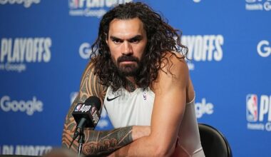 Steven Adams (pictured) had basketball fans in stitches after a hilarious exchange following Game 6 against the Warriors.
