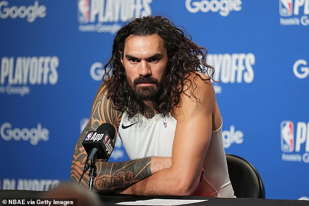 Steven Adams (pictured) had basketball fans in stitches after a hilarious exchange following Game 6 against the Warriors.