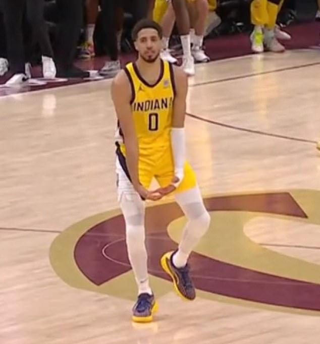 Indiana Pacers star Tyrese Haliburton celebrated Tuesday's thrilling game-winning 3-pointer against the Cleveland Cavaliers by pretending to have gigantic gonads