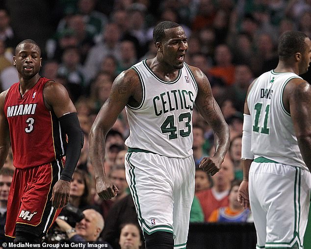 Perkins was billed during his playing days at 6-foot-10 and 270 pounds - pictured with Celtics