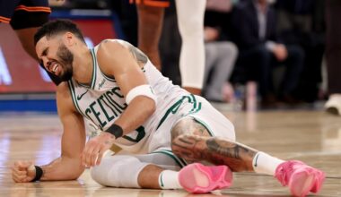 Boston Celtics star carried off with leg injury