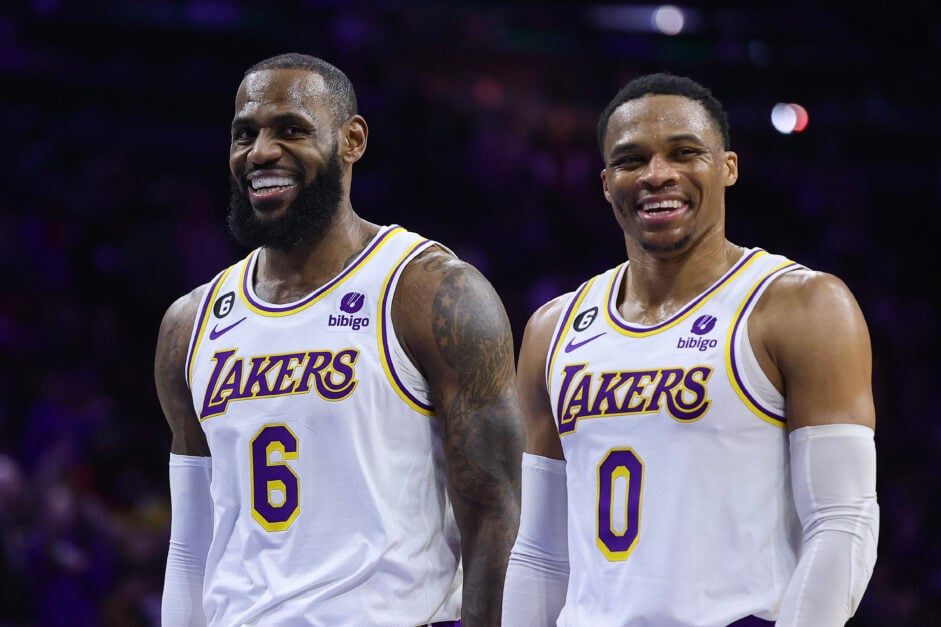 Los Angeles Lakers forward LeBron James and guard Russell Westbrook