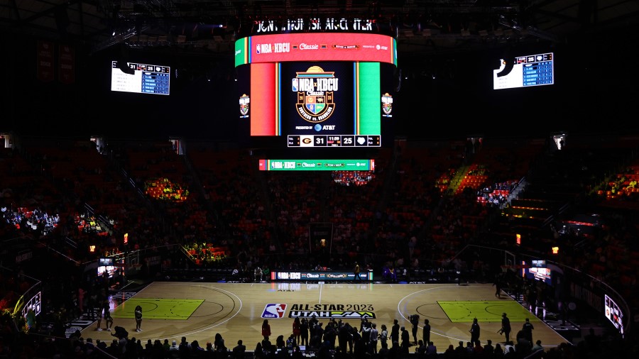 A general arena view of the Jon M. Huntsman Center