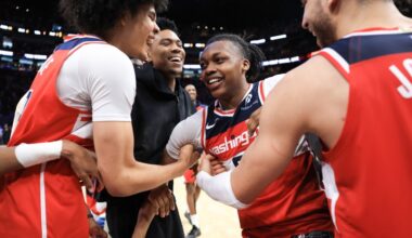 Bub Carrington #8 of the Washington Wizards a buzzer beater to give the Utah Jazz a Top 5 pick...