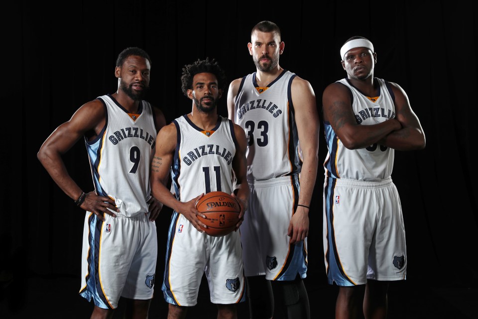 Tony Allen #9, Mike Conley #11, Marc Gasol #33 and Zach Randolph #50 were the founding members of the Grit and Grind Grizzlies