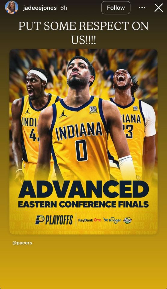 His girlfriend also shared a message for haters after the Pacers advanced