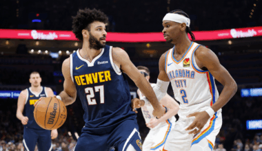 La Familia's Andrew Harrison (5) celebrates shooting the game winning point winning the quarterfinals against The Ville for TBT on Monday, July 29, 2024 at Freedom Hall in Louisville, Ky. - © Clare Grant/Courier Journal / USA TODAY NETWORK