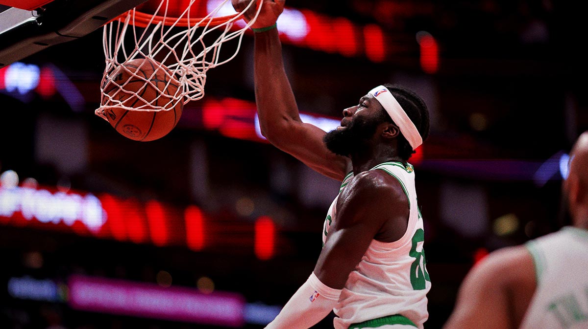 Boston Celtics center Neemias Queta (88) dunks against the Houston Rockets during the fourth quarter at Toyota Center