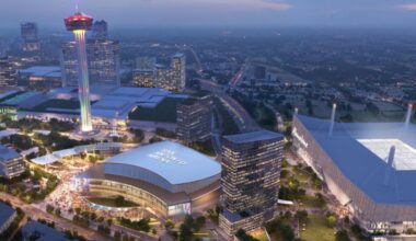 Artist rendering of Project Marvel, a proposed sports entertainment district downtown. (Credit: City of San Antonio)