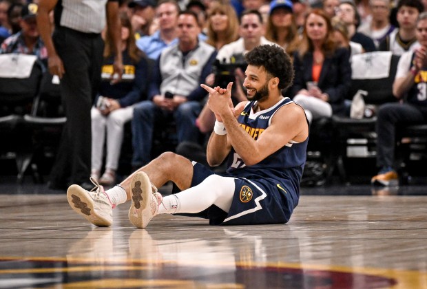 Jamal Murray (27) of the Denver Nuggets sits on the...