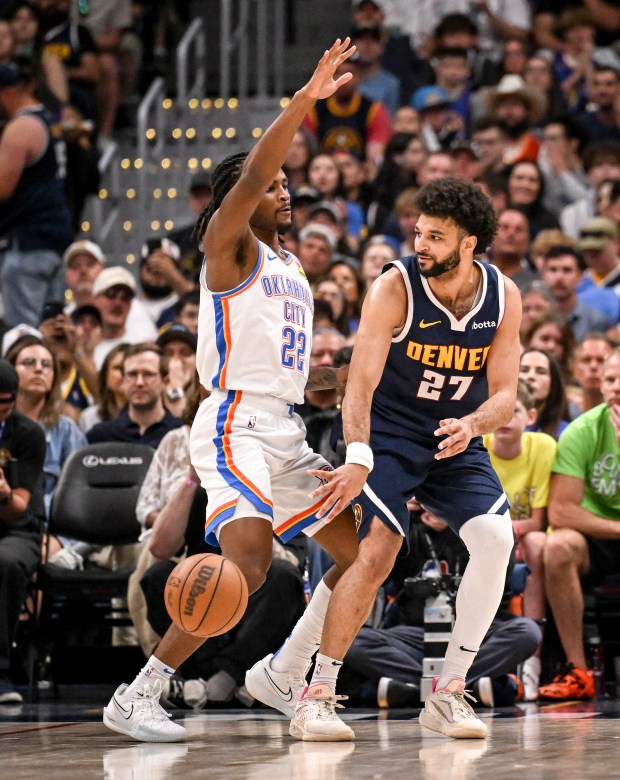 Jamal Murray (27) of the Denver Nuggets passes as Cason...