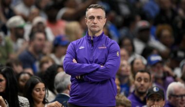 Toronto Raptors head coach Darko Rajakovic looks on during the second quarter against the Dallas Mavericks at the American Airlines Center.