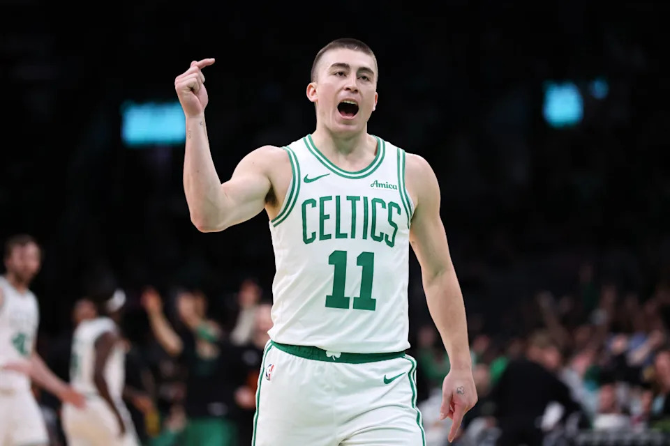 Boston Celtics guard Payton Pritchard© Paul Rutherford-Imagn Images