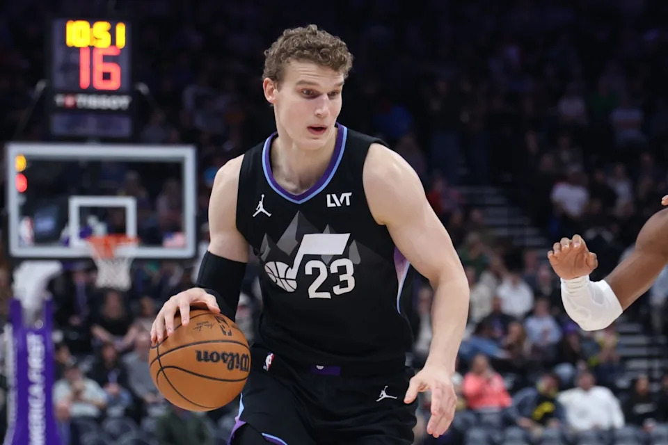 Utah Jazz forward Lauri Markkanen dribbles the ball against the Oklahoma City Thunder during the third quarter at Delta Center. Mandatory Credit: Rob Gray-Imagn ImagesCredit: Rob Gray-Imagn Images