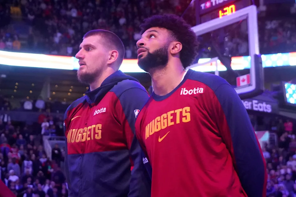 Denver Nuggets center Nikola Jokic (15) and guard Jamal Murray (27).© John E&period; Sokolowski-Imagn Images