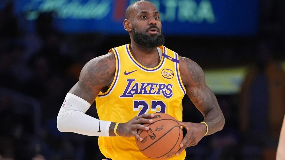 LeBron James, Los Angeles Lakers forward, holding a basketball.