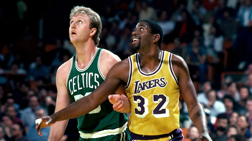 Magic Johnson, right, was in the middle of a fierce NBA rivalry in the 1980s with Boston