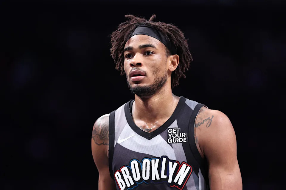 NEW YORK, NEW YORK - APRIL 03: Nic Claxton #33 of the Brooklyn Nets looks on during the third quarter against the Minnesota Timberwolves at Barclays Center on April 03, 2025 in New York City. NOTE TO USER: User expressly acknowledges and agrees that, by downloading and or using this photograph, User is consenting to the terms and conditions of the Getty Images License Agreement. (Photo by Dustin Satloff/Getty Images)