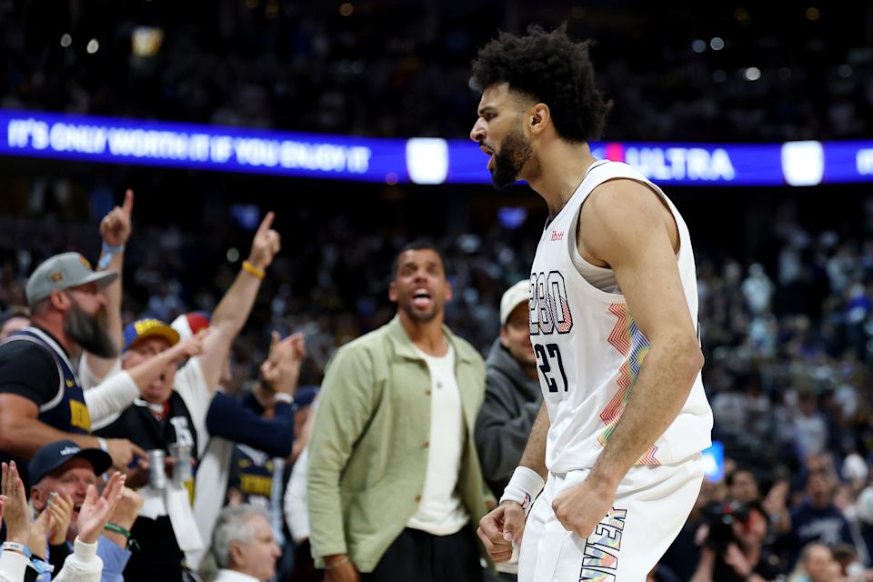 Jamal Murray delivered Thursday night after being listed as questionable pregame with an illness. (Matthew Stockman/Getty Images)