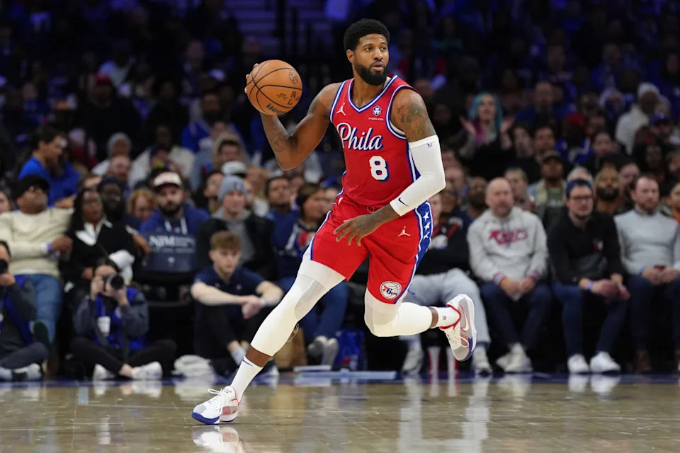 Philadelphia 76ers forward Paul George controls the ball.Kyle Ross-Imagn Images