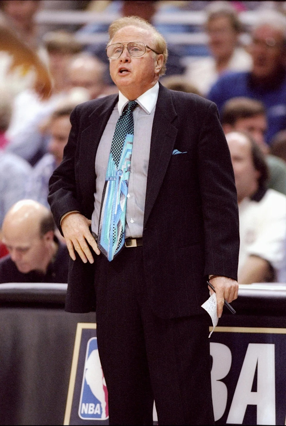 19 Feb 1997: Orlando Magic coach Richie Adubato looks on during a game against the Portland Trail Blazers at the Orlando Arena in Orlando, Florida. The Magic won the game, 95-84.