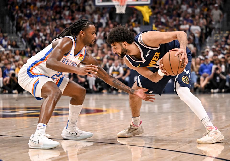 Cason Wallace's defensive pressure off the bench helped spark Oklahoma City's rally in the fourth quarter. (Photo by AAron Ontiveroz/The Denver Post)
