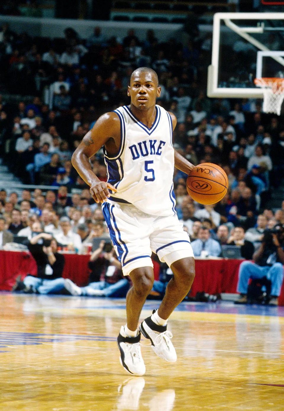 Duke Blue Devils guard William Avery (5) in action during the 1998 season.