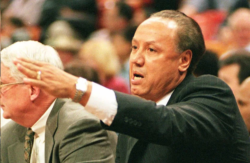 ATLANTA, GA - MARCH 1: Atlanta Hawks head coach Lenny Wilkens shouts during second period action of the Hawks game against the Cleveland Cavaliers at the Omni in Atlanta,
