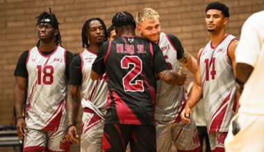 Cardinals LB Mack Wilson Sr. gets support from his Arizona teammates during his charity basketball game