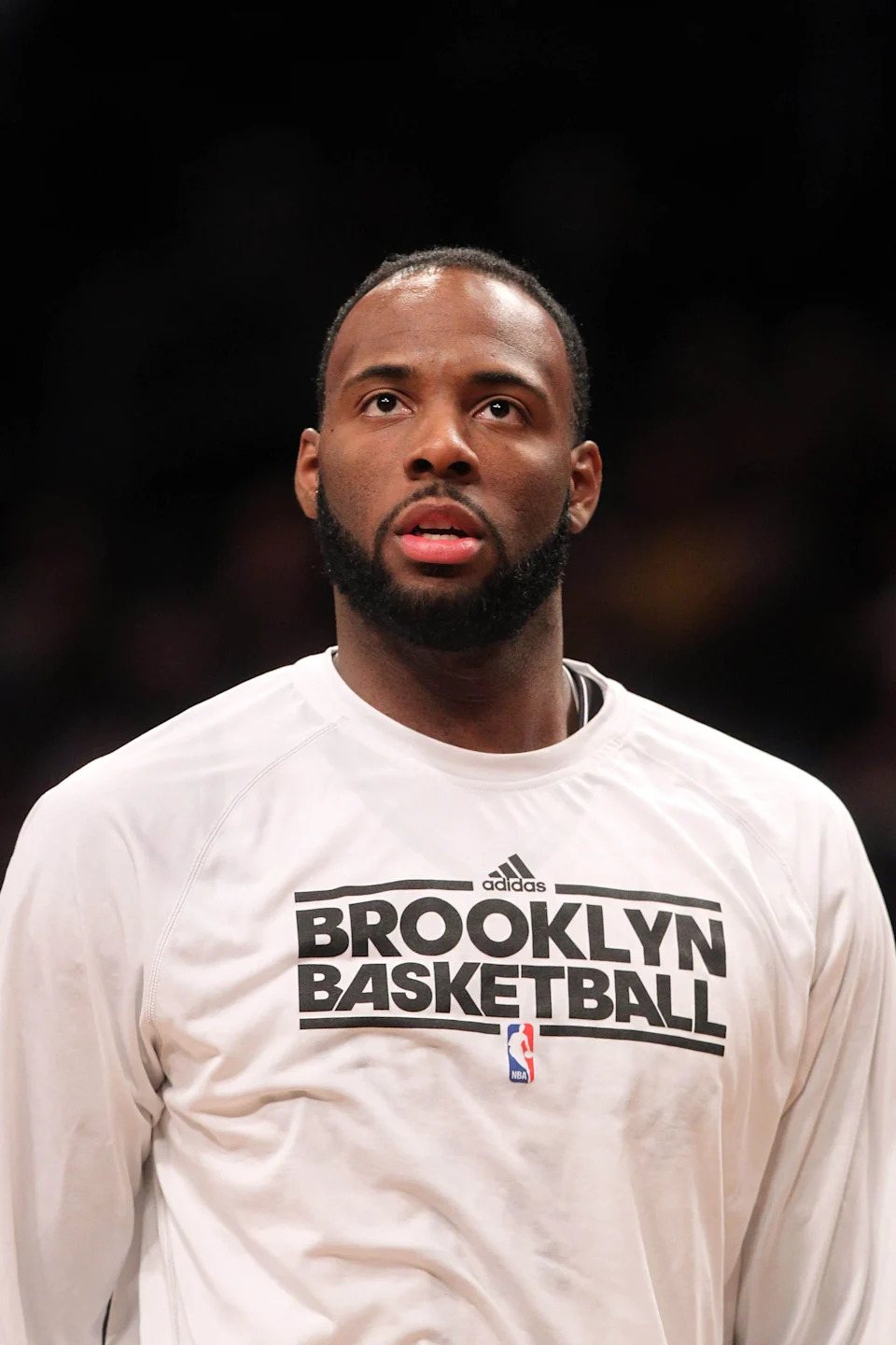 January 15, 2013; Brooklyn, NY, USA; Newly signed Brooklyn Nets forward Damion James (14) warms up prior to the start of third quarter of an NBA game against the Toronto Raptors at Barclays Center. Mandatory Credit: Brad Penner-USA TODAY Sports
