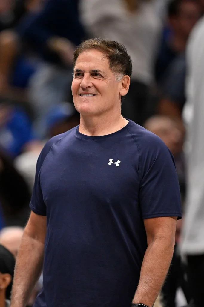 Mavericks minority owner Mark Cuban looks on during the second half against the Toronto Raptors on April 11, 2025. Jerome Miron-Imagn Images