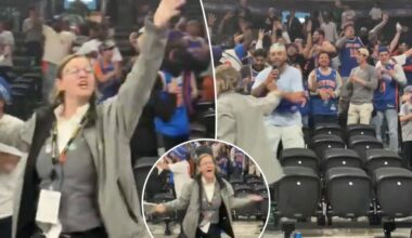 Celtics employee desperately calls for security as Knicks fan refuse to leave TD Garden
