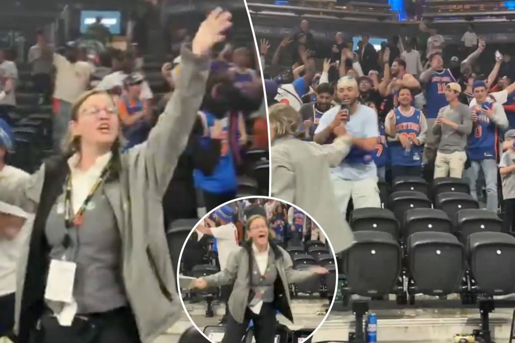 Celtics employee desperately calls for security as Knicks fan refuse to leave TD Garden