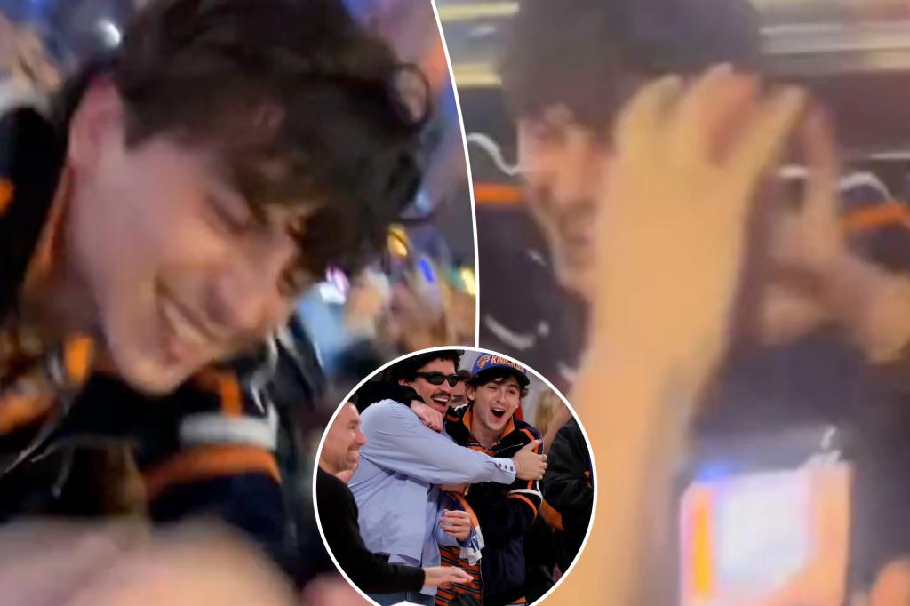 Timothee Chalamet greets mob of wild Knicks fans after Game 6